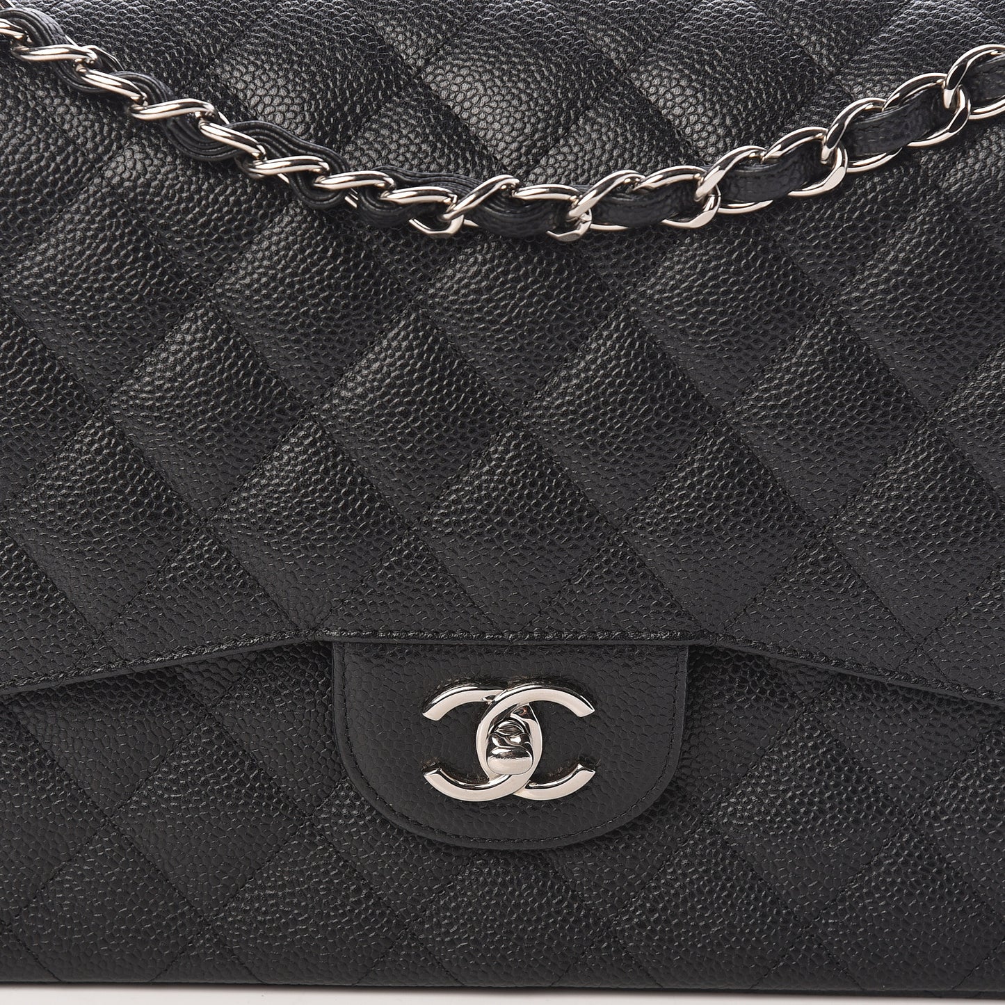 Caviar Quilted Jumbo Double Flap Black