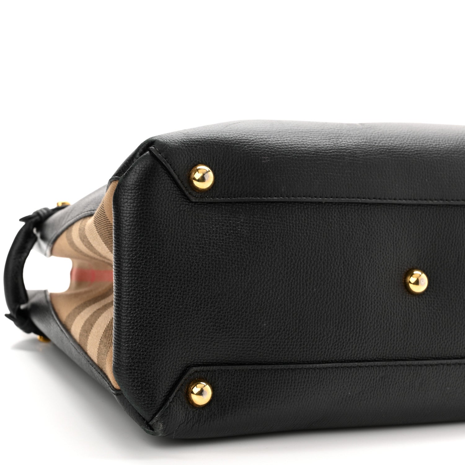 Burberry Grainy Calfskin House Check Medium Banner Tote Black 8 of 14