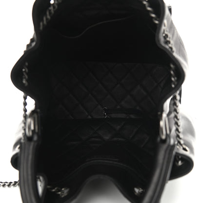 Chanel Calfskin Stitched Large Urban Luxury Drawstring Backpack Black 5 of 8