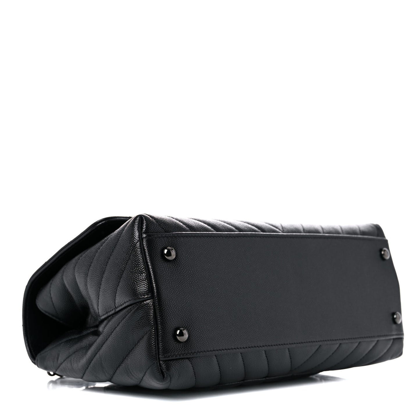 Caviar Chevron Quilted Small Coco Handle Flap So Black