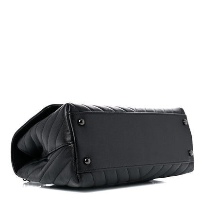 Chanel Caviar Chevron Quilted Small Coco Handle Flap So Black 4 of 12