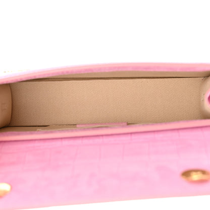 Jacquemus Nubuck Crocodile Embossed Le Chiquito Long Pink 5 of 11