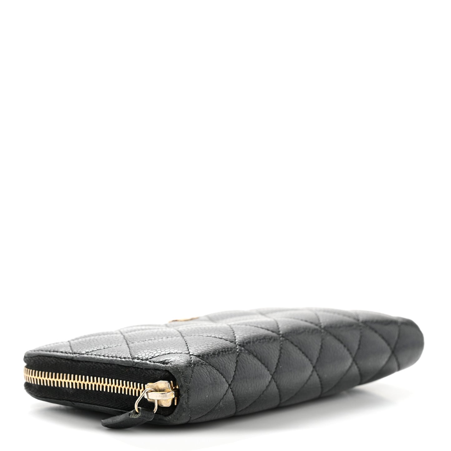 Caviar Quilted Large Gusset Zip Around Wallet Black