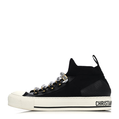 Christian Dior Technical Knit Calfskin Womens Walk'N'Dior High Top Sneakers 38.5 Black 1 of 4