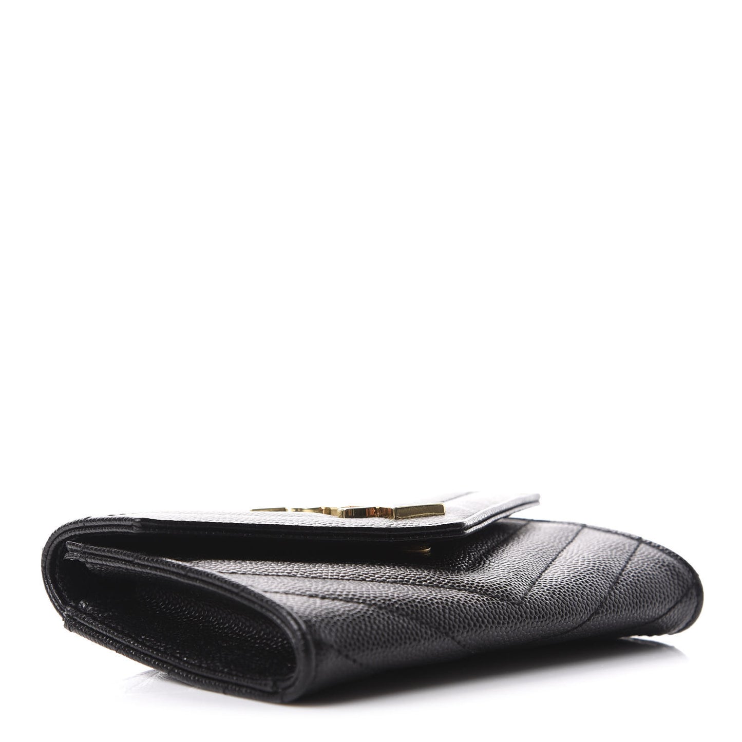 Grain De Poudre Matelasse Chevron Small Monogram Envelope Wallet Black