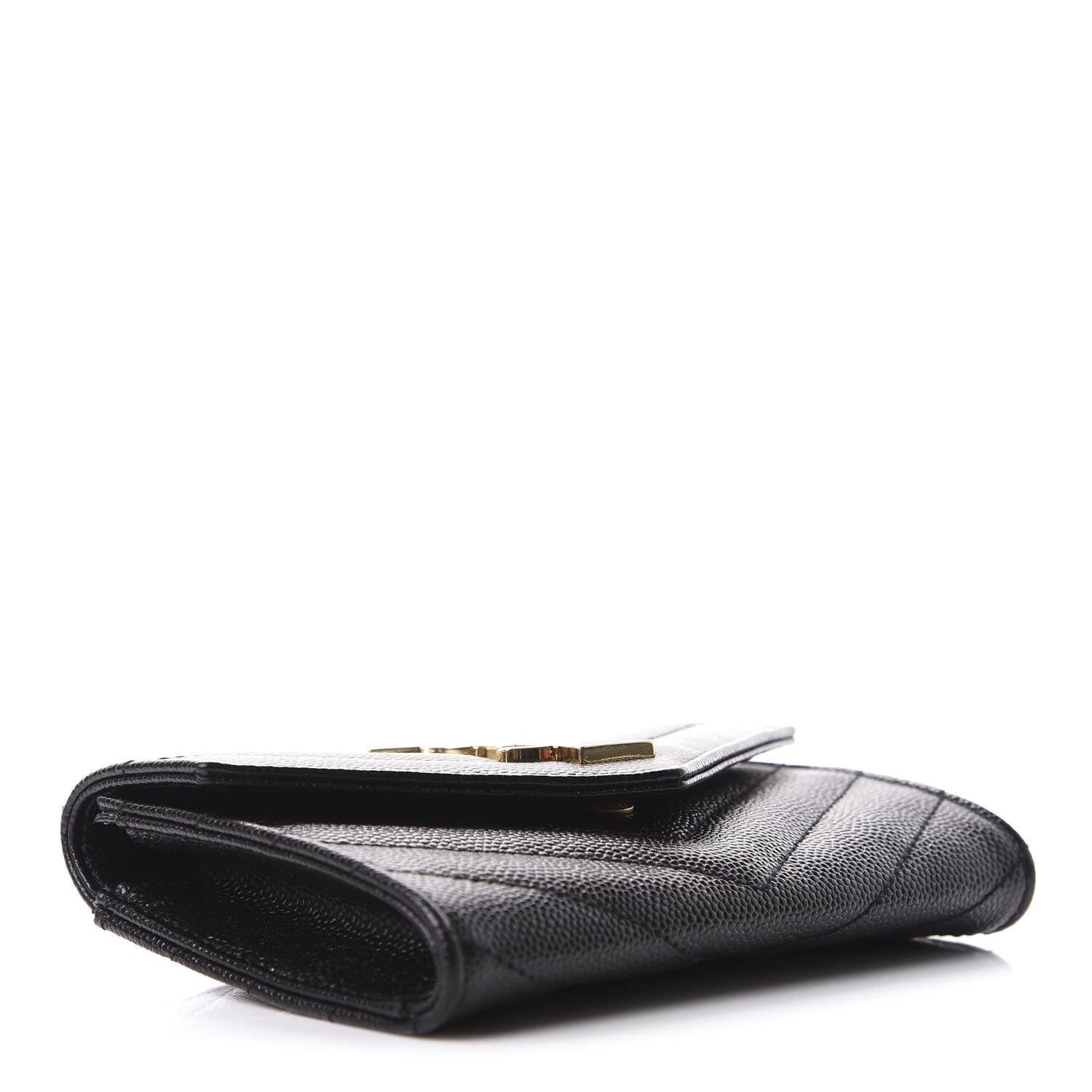 Saint Laurent Grain De Poudre Matelasse Chevron Small Monogram Envelope Wallet Black 4 of 11