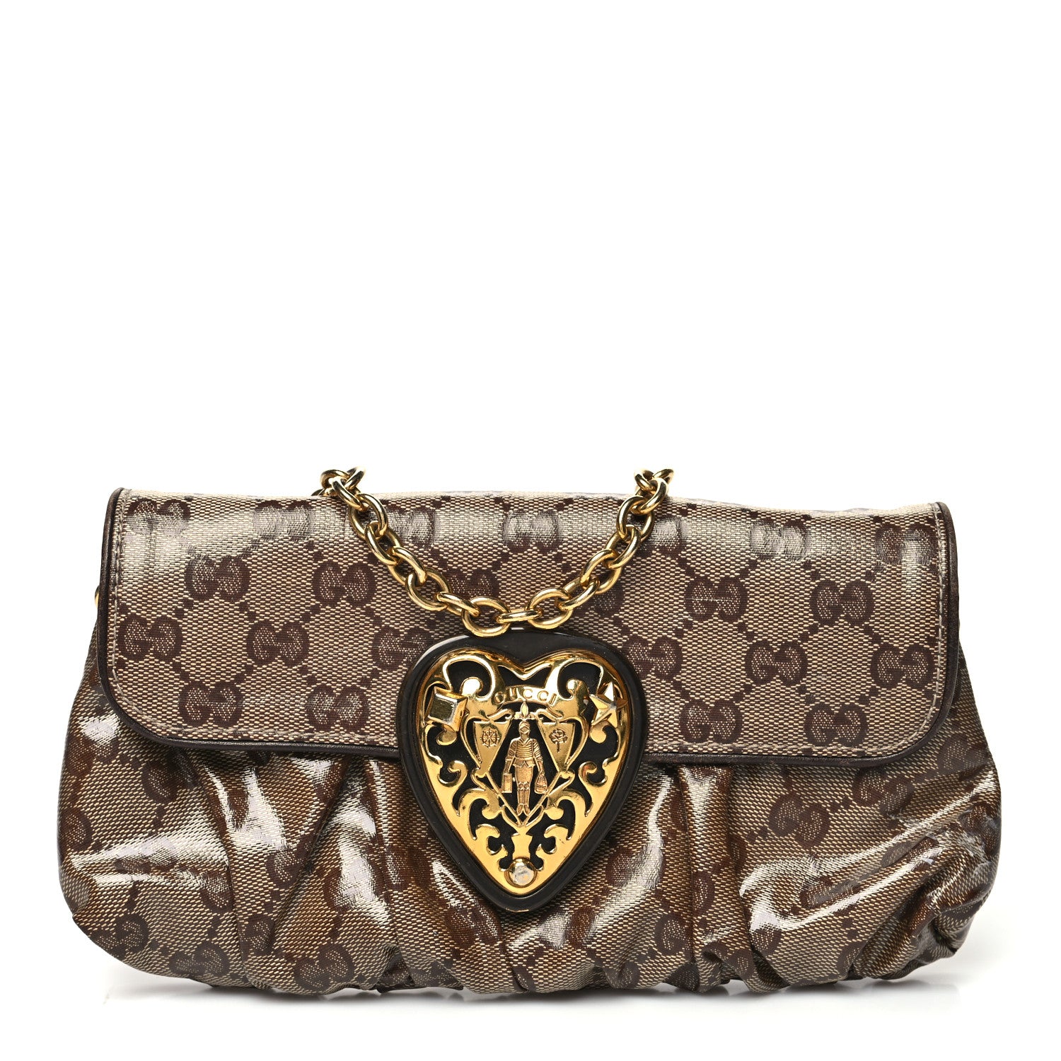 Gucci Crystal Monogram Babouska Clutch Dark Brown 1 of 13