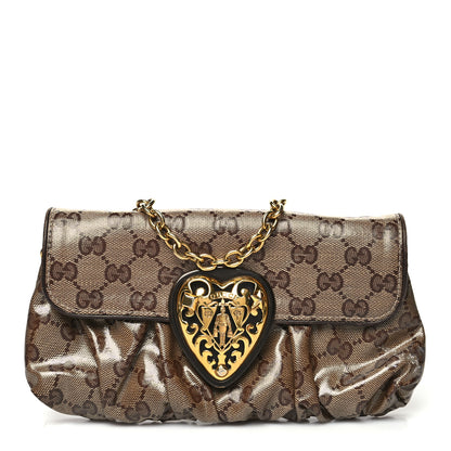 Gucci Crystal Monogram Babouska Clutch Dark Brown 1 of 13