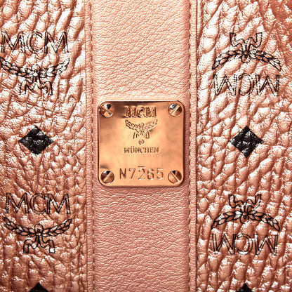MCM Metallic Visetos Medium Liz Reversible Shopper Tote Champagne Gold 12 of 16