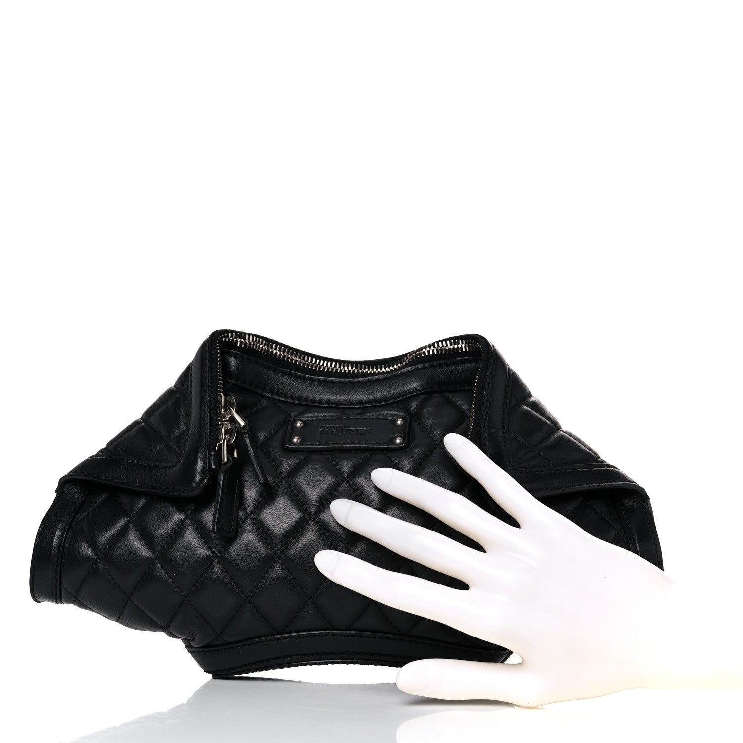 Alexander McQueen Lambskin Quilted De Manta Clutch Black 2 of 12