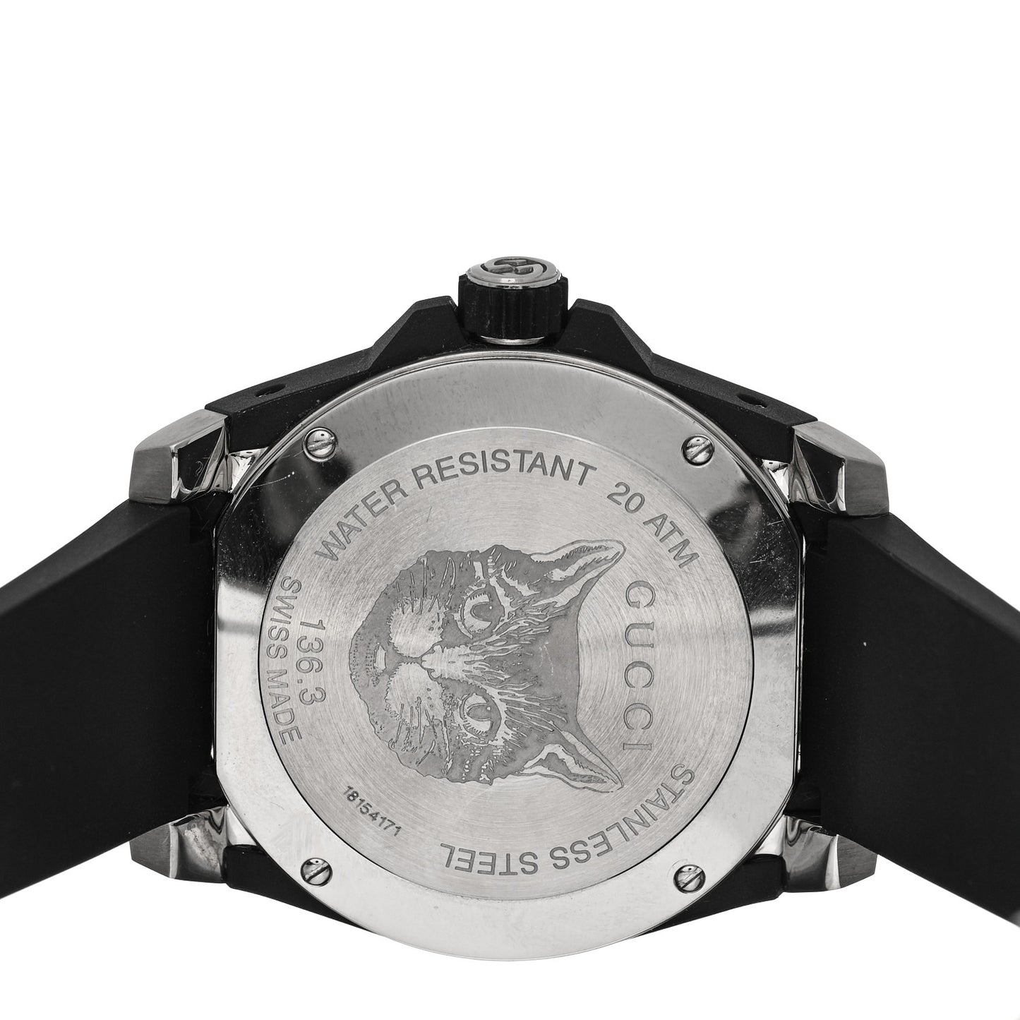 Stainless Steel Rubber 40mm Dive Feline Quartz Watch Black