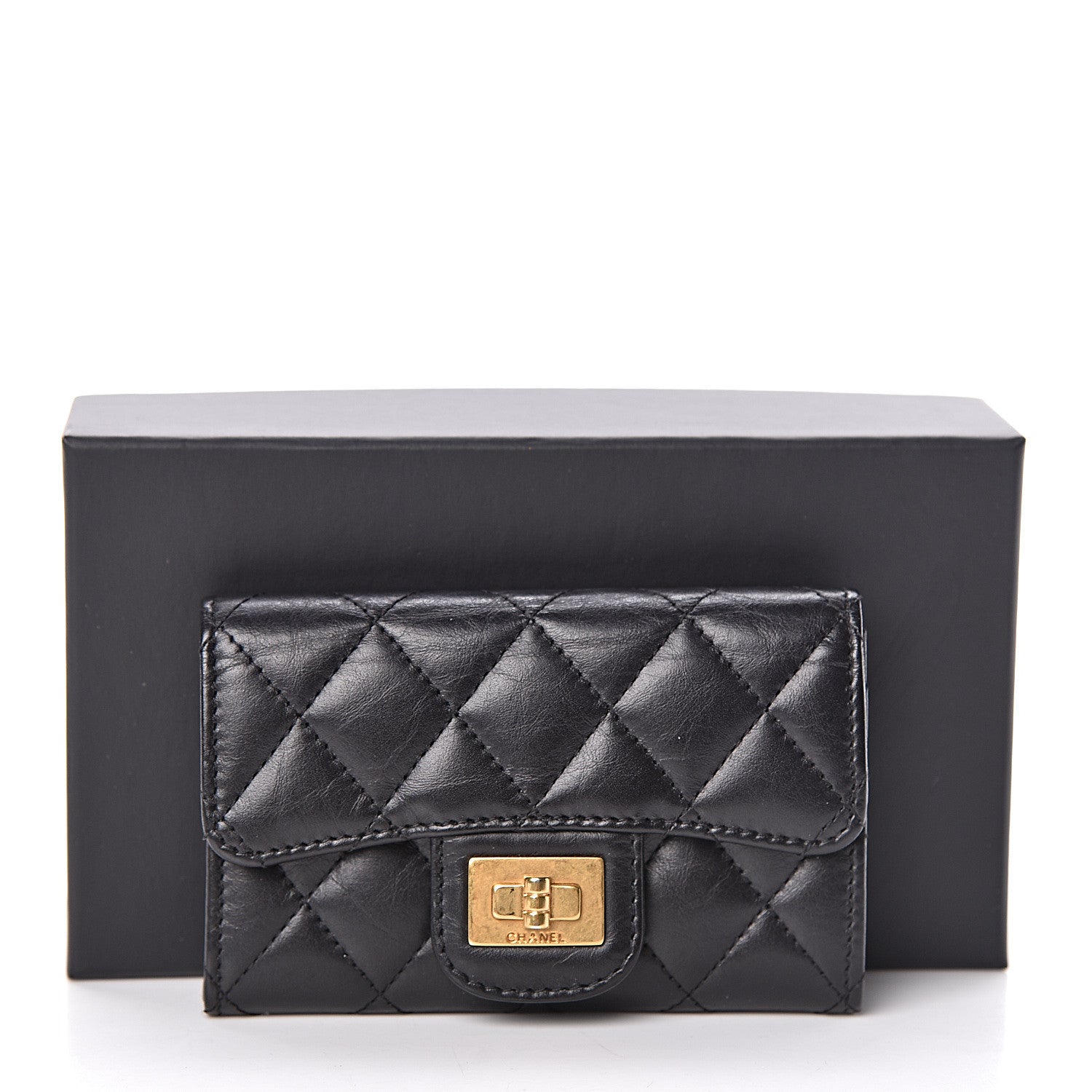 Chanel Aged Calfskin Quilted Reissue Flap Card Holder Black 8 of 8