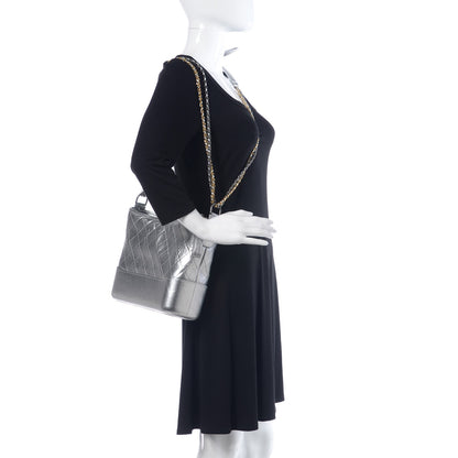 Chanel Metallic Lambskin Calfskin Quilted Medium Gabrielle Hobo Silver 2 of 10