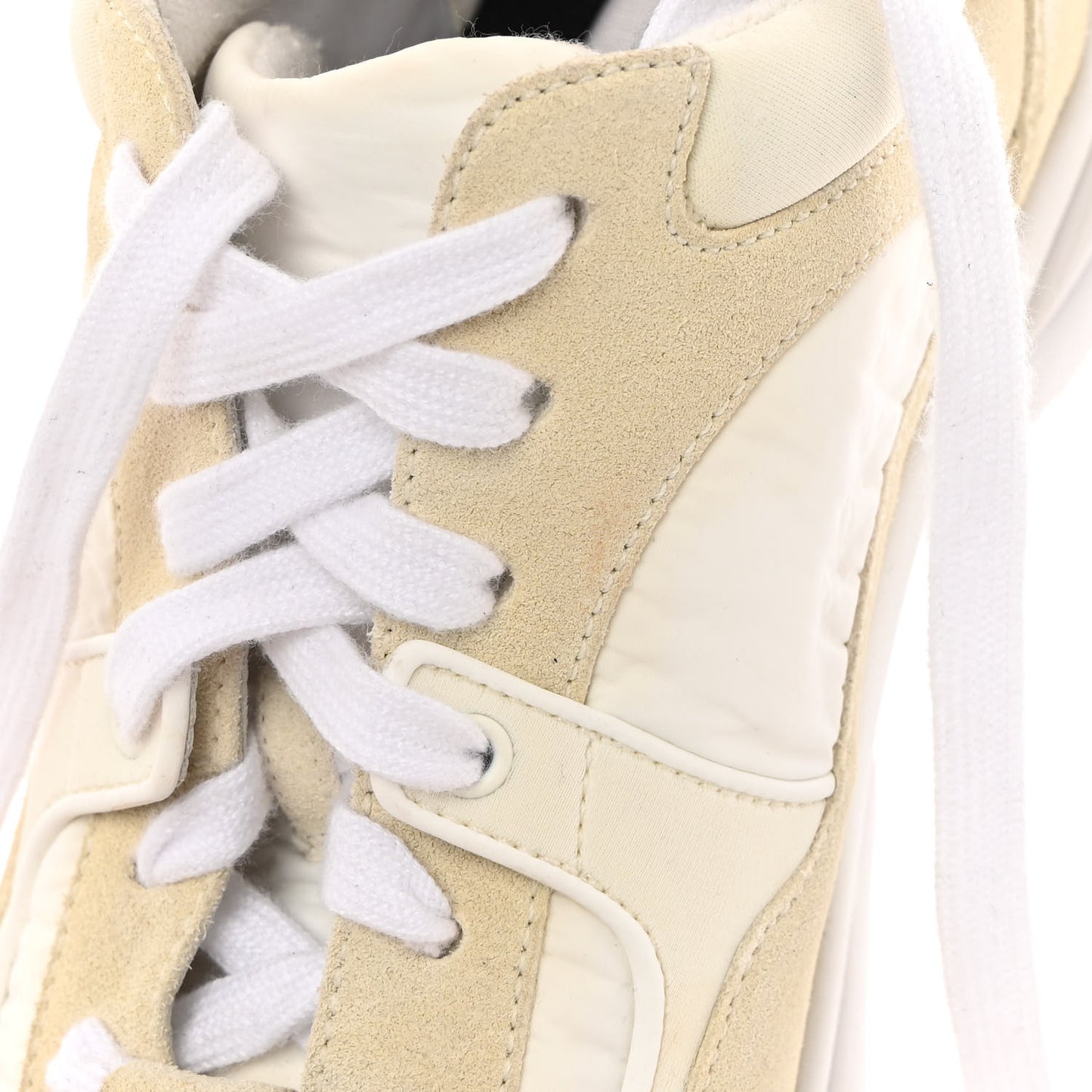 Suede Calfskin Fabric CC Sneakers 36 White