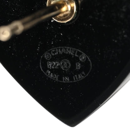Chanel Resin Crystal CC Heart Chain Cuff Earrings Black Gold 4 of 5