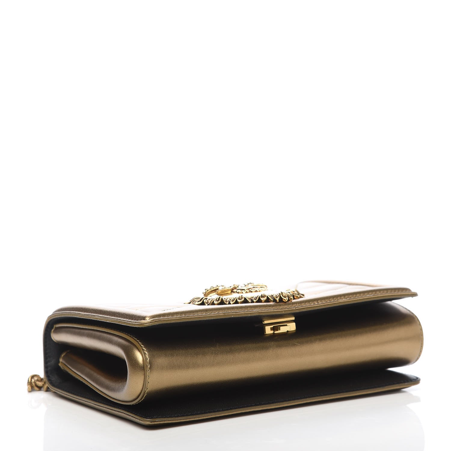 Dolce & Gabbana Metallic Calfskin Medium Devotion Crossbody Bag Gold 4 of 12