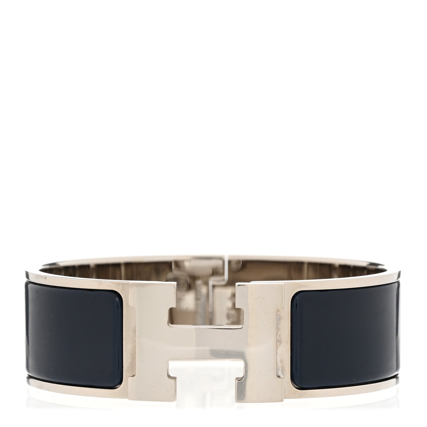 Hermes Enamel Wide Clic Clac H Bracelet GM Bleu Nuit 1 of 4