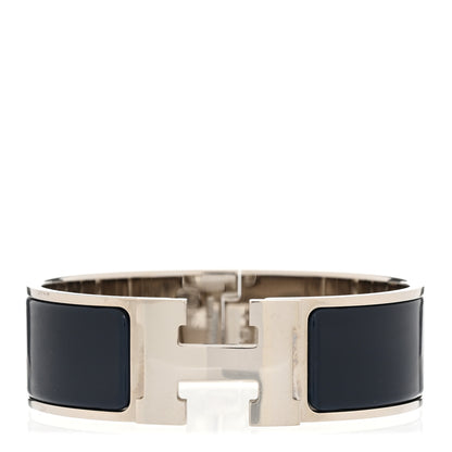 Hermes Enamel Wide Clic Clac H Bracelet GM Bleu Nuit 1 of 4