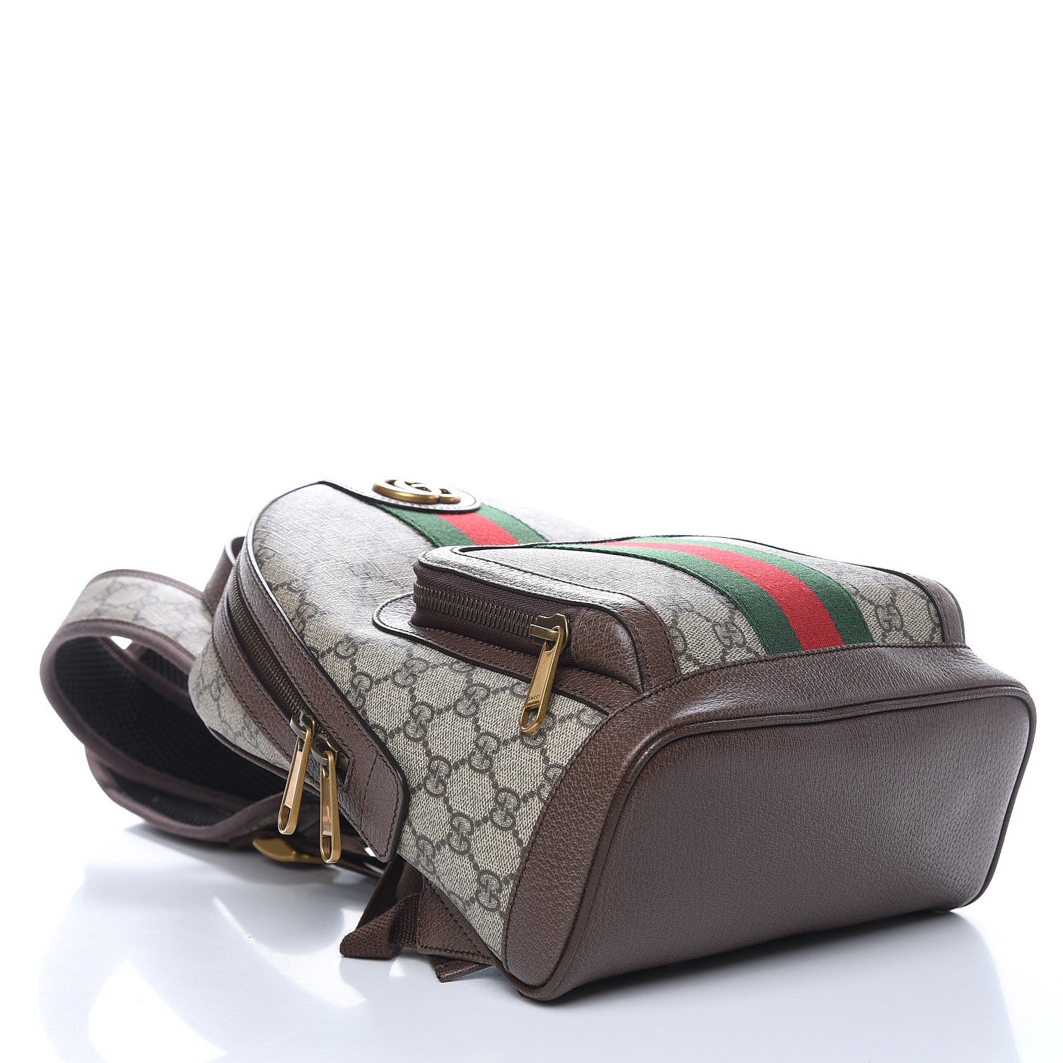 Gucci GG Supreme Monogram Calfskin Web Small Ophidia Day Backpack Beige Ebony New Acero 4 of 10