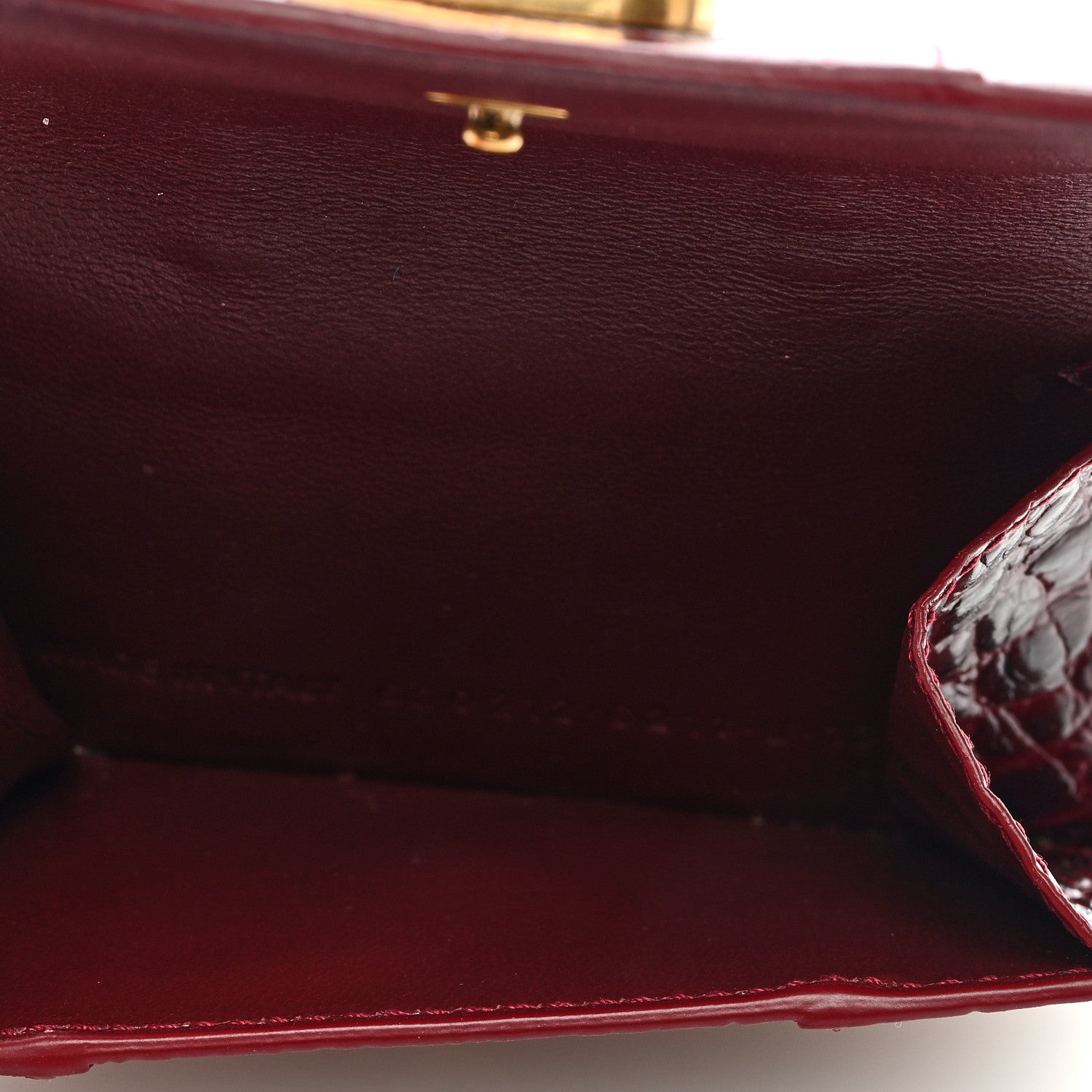 Balenciaga Shiny Calfskin Crocodile Embossed Mini Hourglass Wallet Dark Red 5 of 7