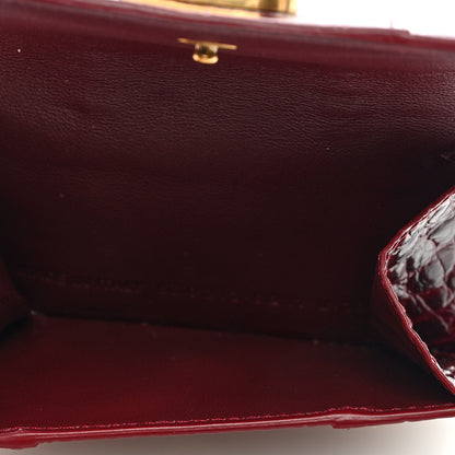 Balenciaga Shiny Calfskin Crocodile Embossed Mini Hourglass Wallet Dark Red 5 of 7