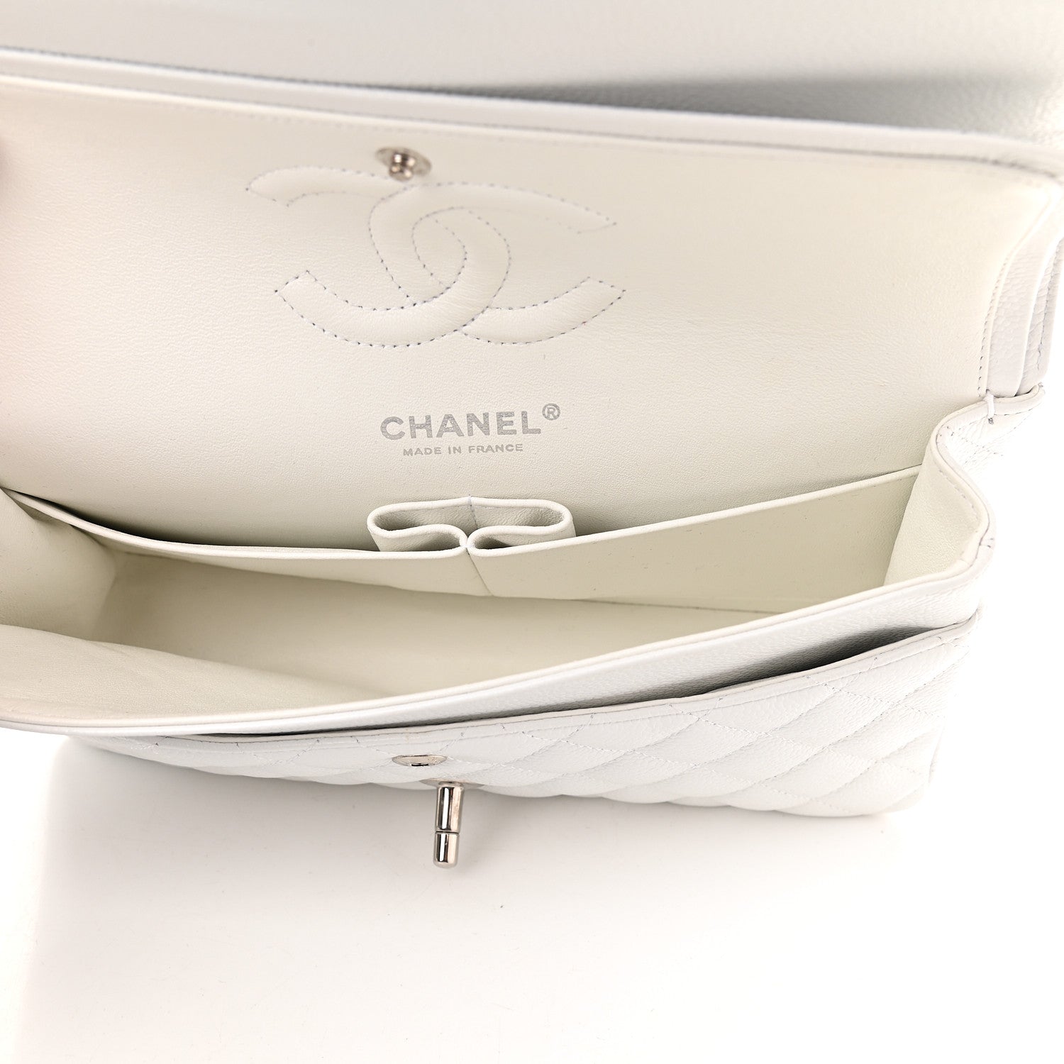 Chanel Caviar Quilted Medium Double Flap White 5 of 10