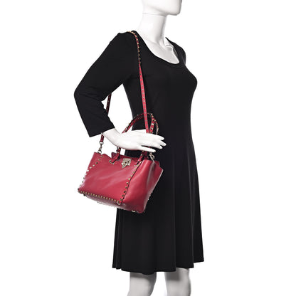 Valentino Garavani Vitello Small Rockstud Tote Fragola 2 of 10