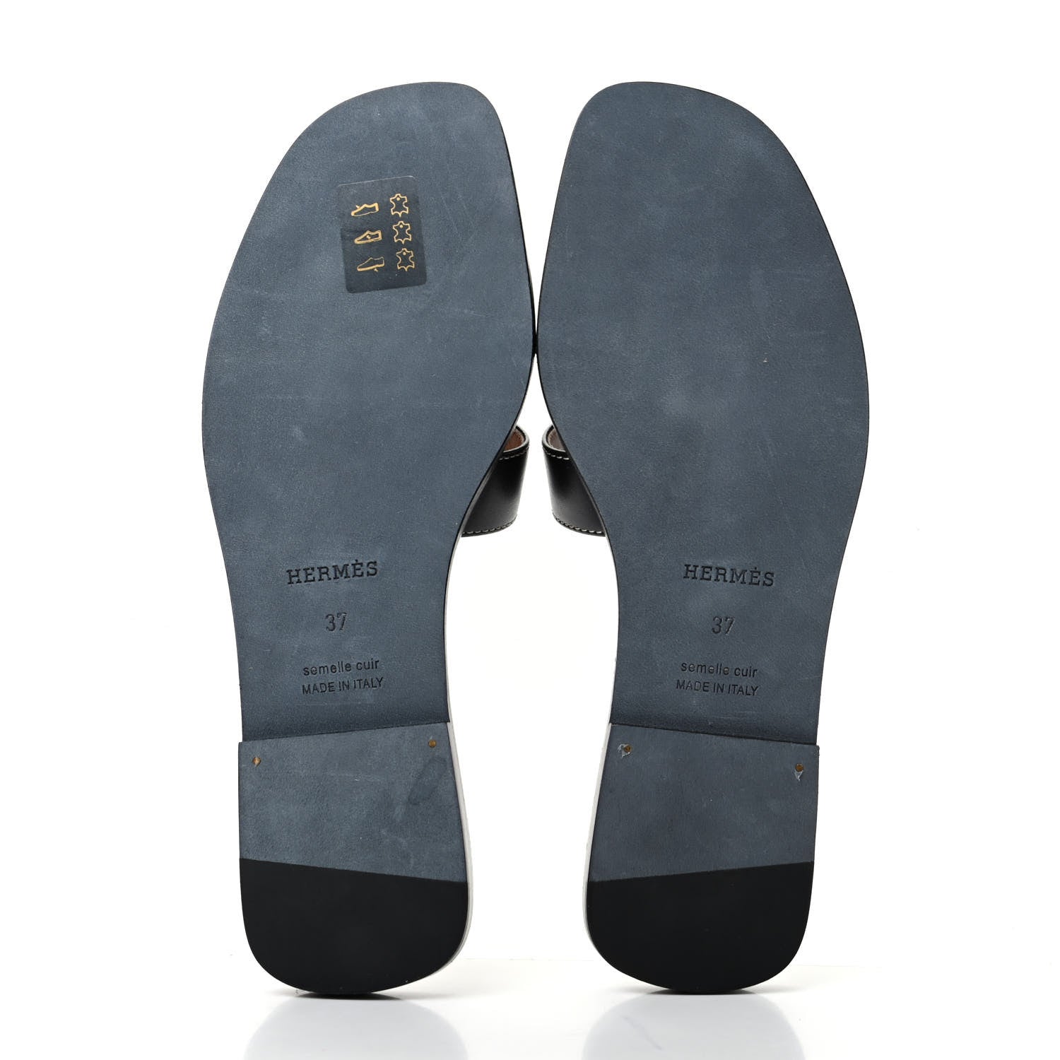 Hermes Box Calfskin Oran Sandals 37 Black 6 of 10