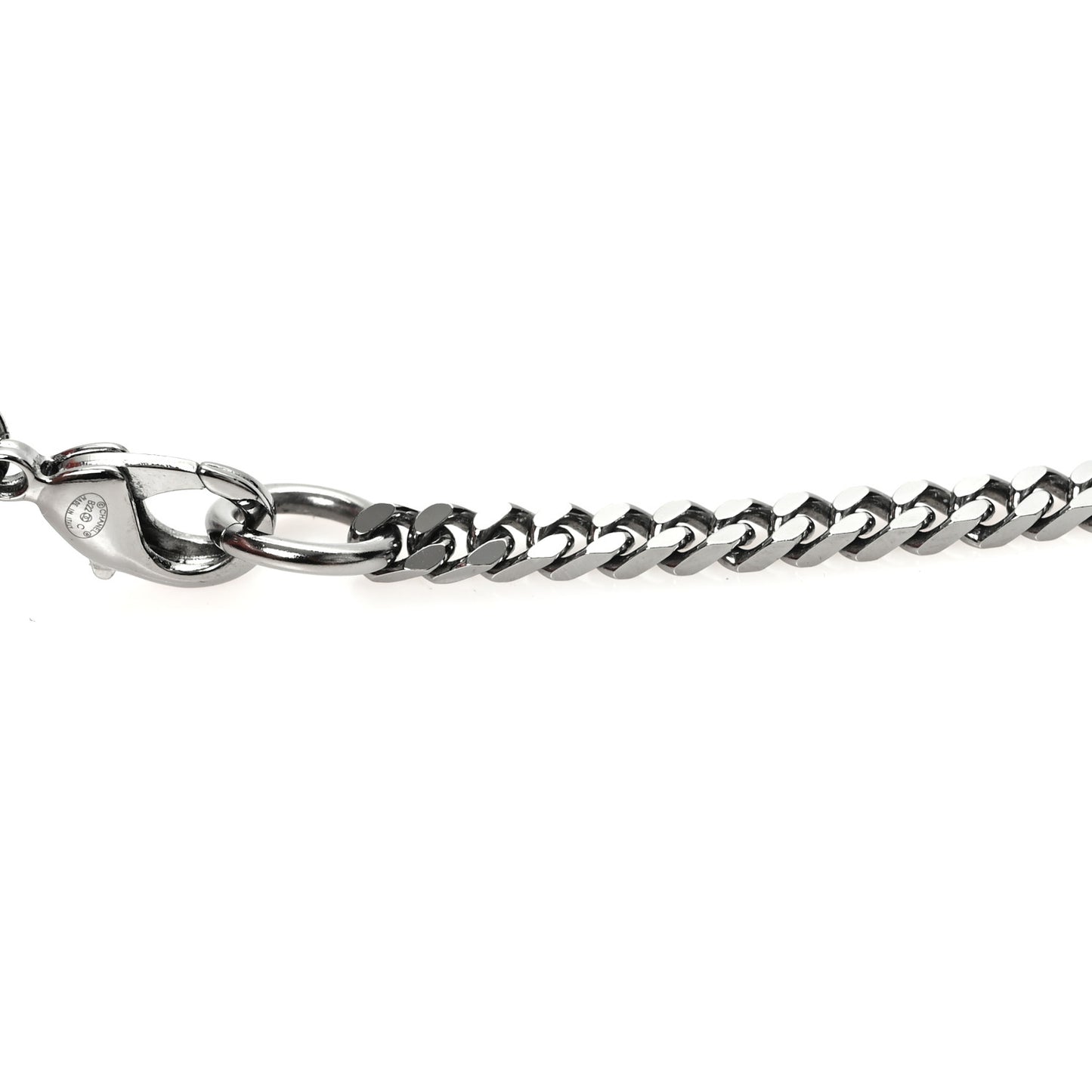 Crystal Strass CC Pendant Necklace Silver