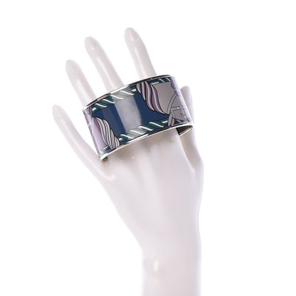 Hermes Enamel Printed Quadrige Extra Wide Bracelet 70 Mineral 2 of 4