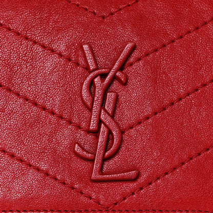 Saint Laurent Pebbled Lambskin Chevron Monogram Small Nolita Red 9 of 10