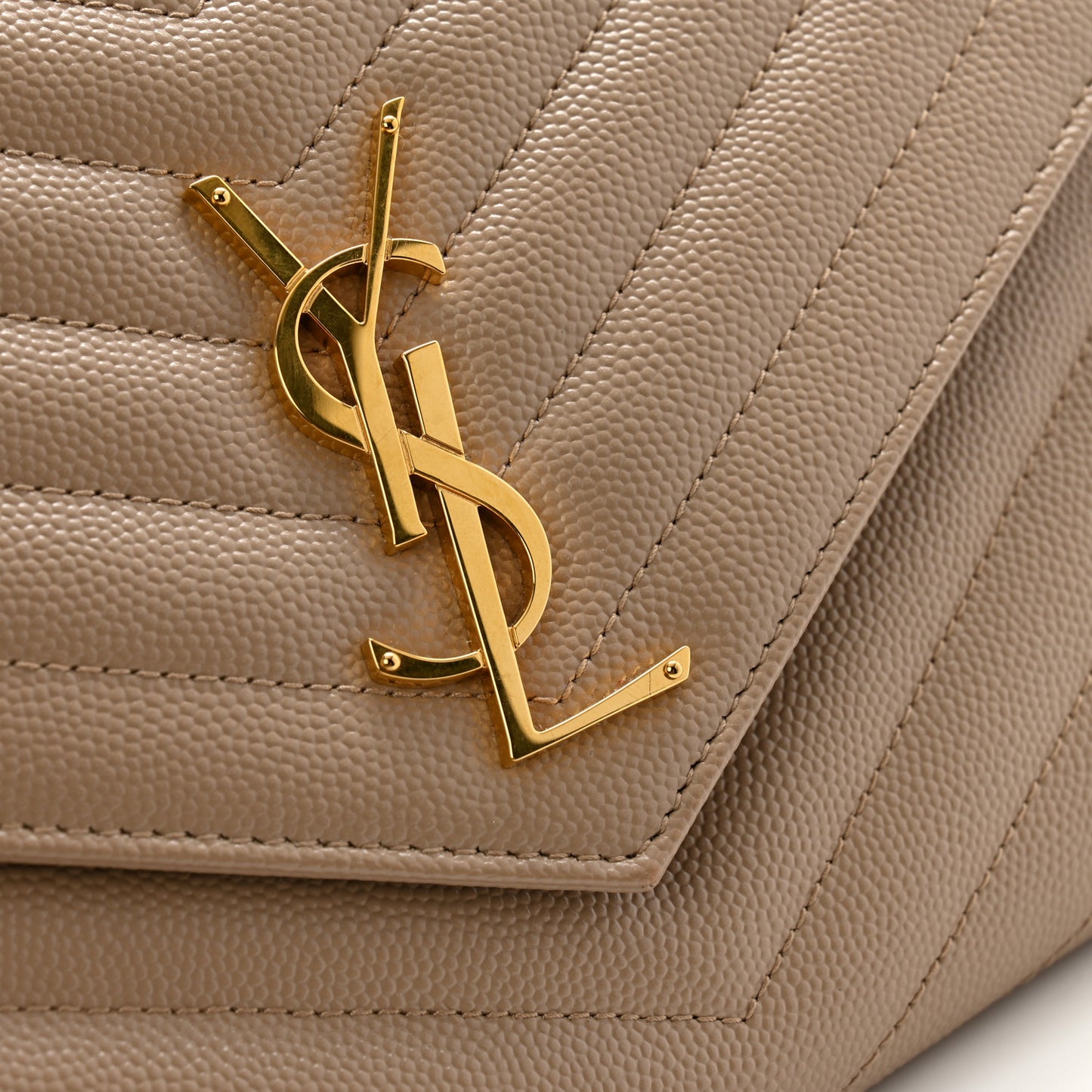 Grain De Poudre Matelasse Chevron Monogram Envelope Clutch Dark Beige