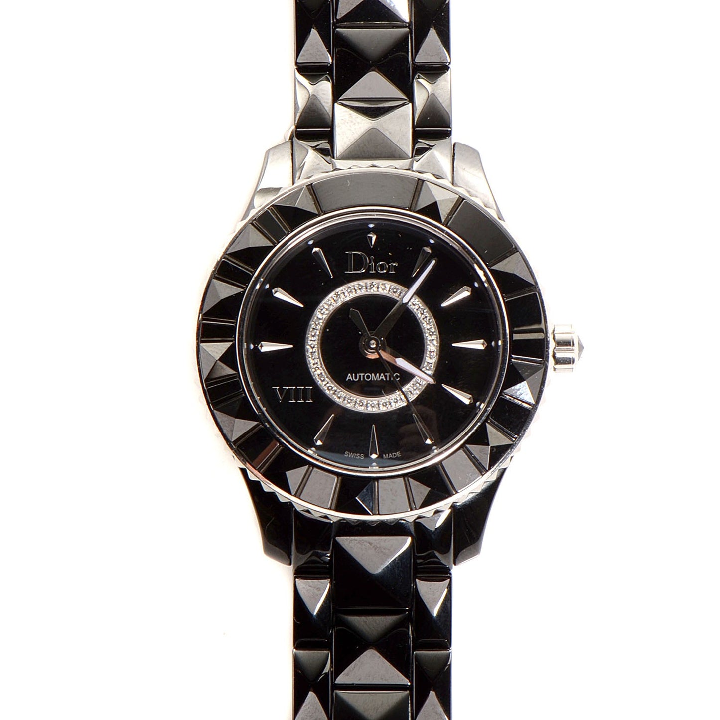 Stainless Steel Ceramic Diamond 33mm Dior VIII Automatic Watch Black