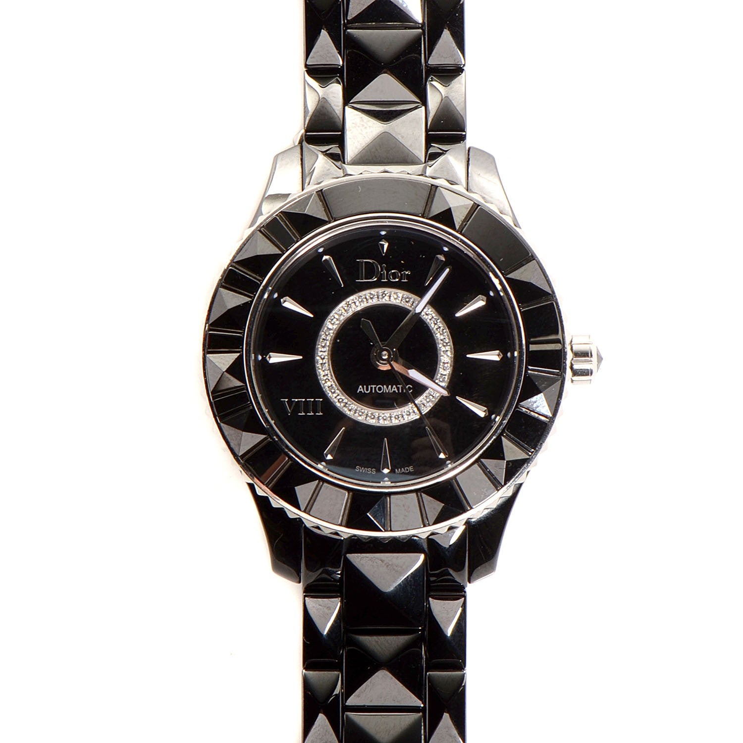 Christian Dior Stainless Steel Ceramic Diamond 33mm Dior VIII Automatic Watch Black 1 of 7