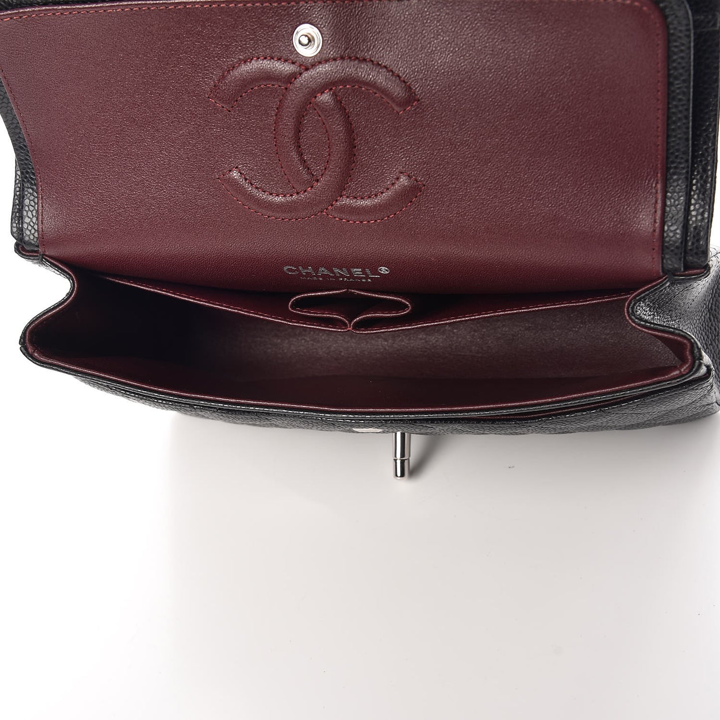 Caviar Quilted Medium Double Flap Black