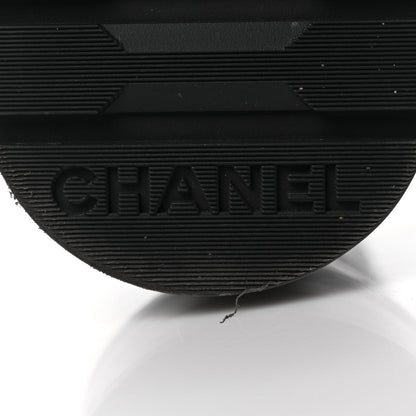 Chanel Shiny Calfskin Quilted Lace Up Combat Boots 37.5 Black 6 of 9