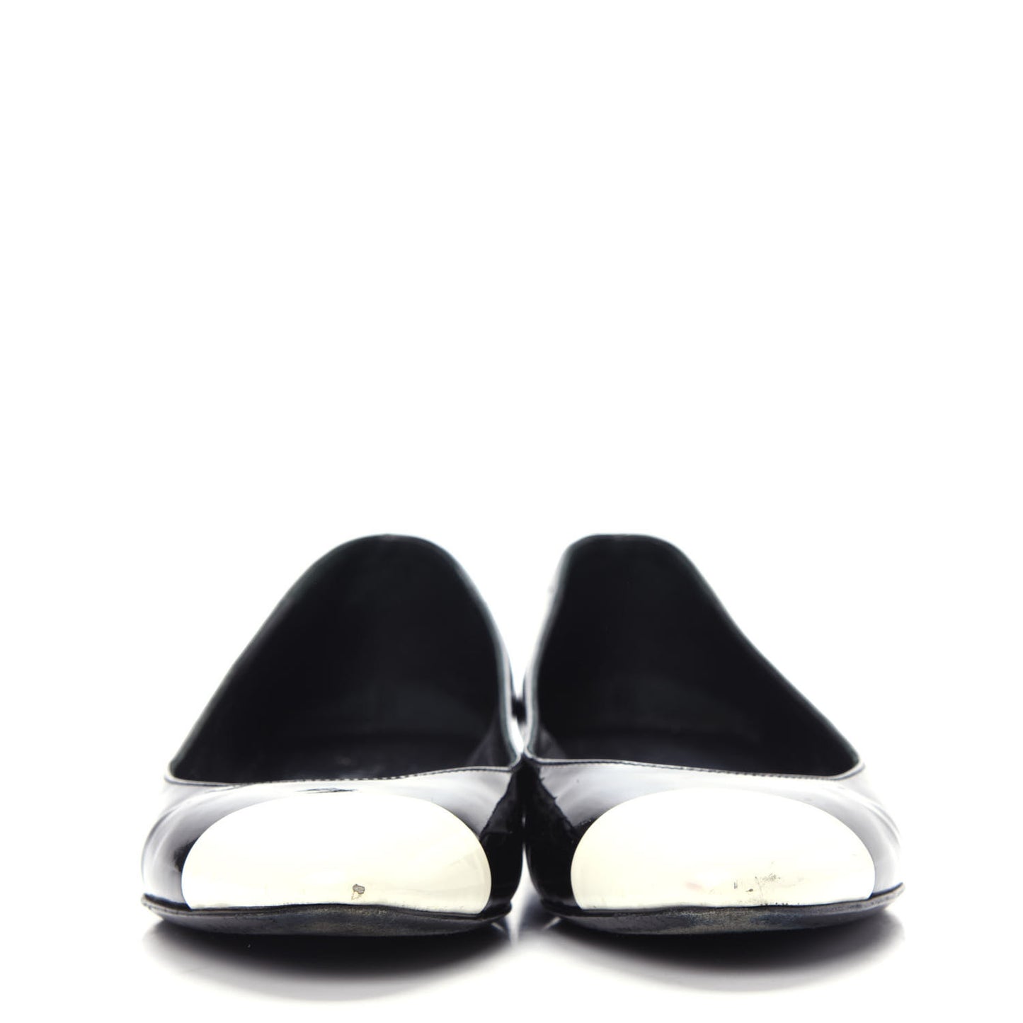 Patent Cap Toe Ballerina Flats 37 Black White