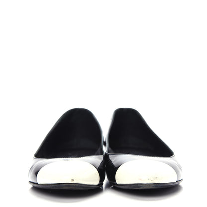 Chanel Patent Cap Toe Ballerina Flats 37 Black White 2 of 14