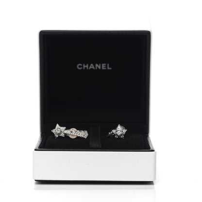 Chanel 18K White Gold Diamond Comete Chevron Earrings 5 of 5