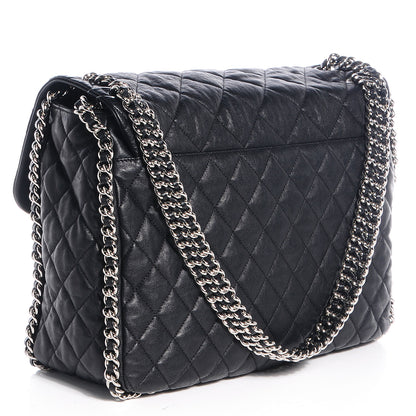 Chanel Washed Lambskin Chain Around Maxi Flap Bag Black 3 of 7
