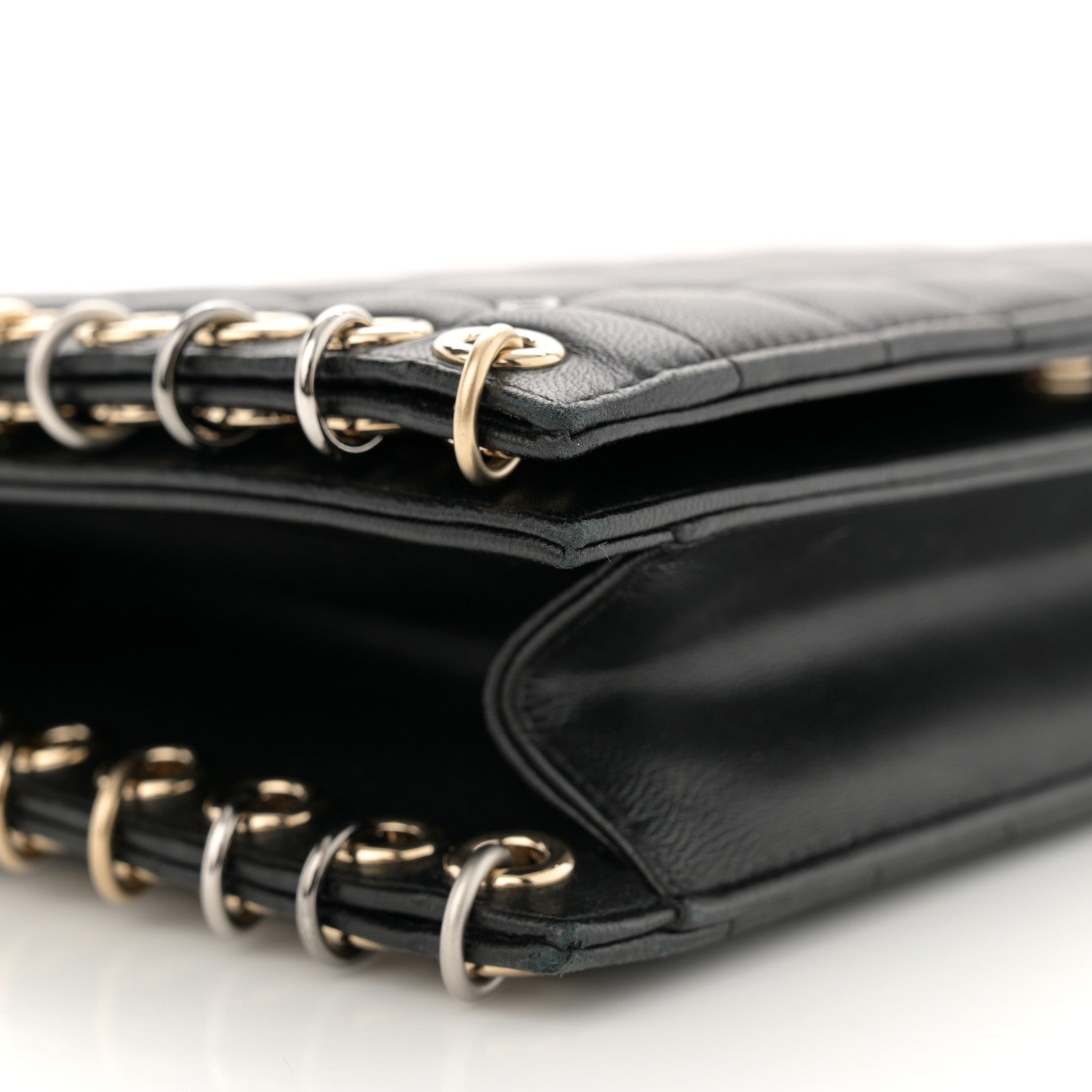 Chanel Lambskin Chocolate Bar Piercing CC Studded Small Chain Flap Bag Black 9 of 12