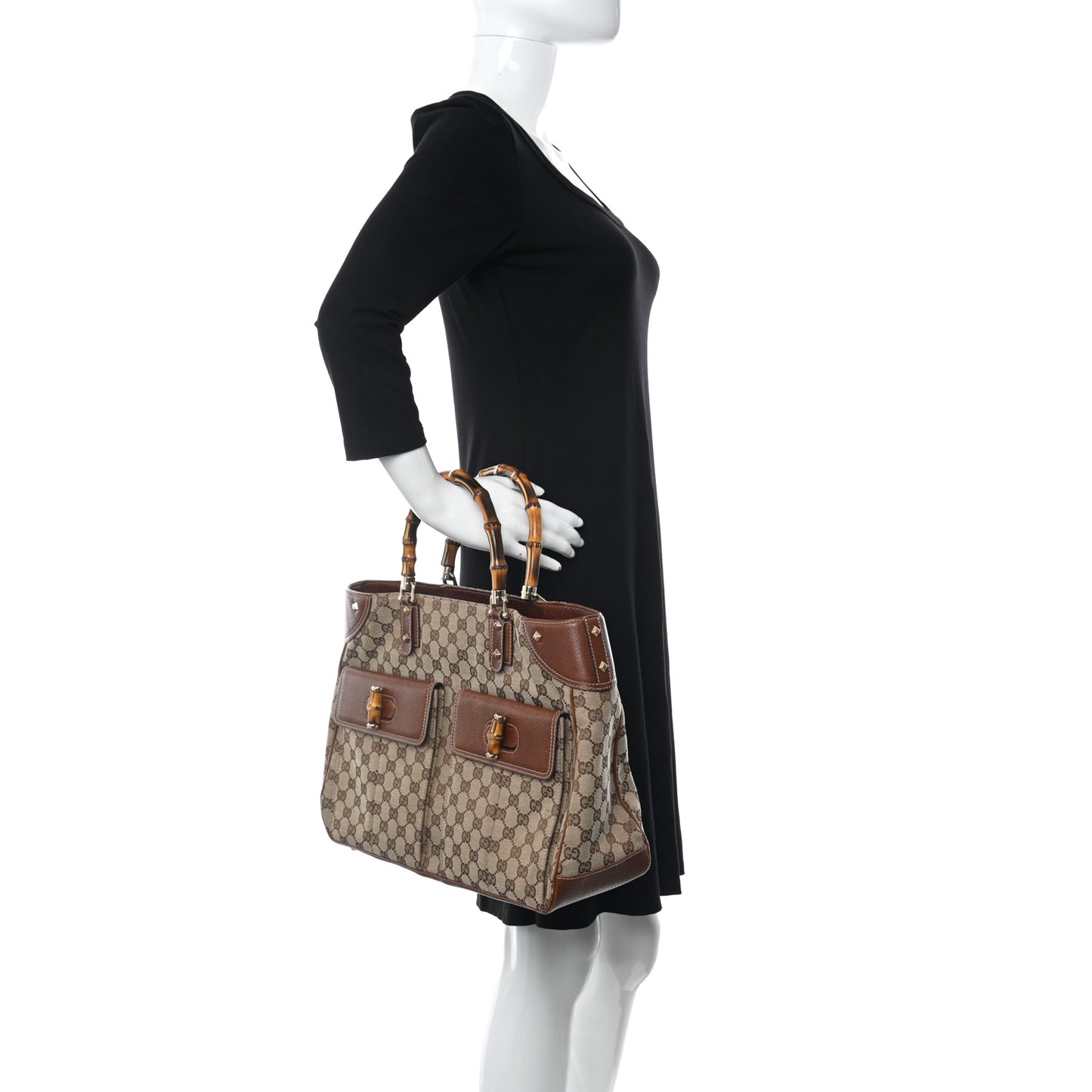 Monogram Canvas Bamboo Top Handle Bag Brown