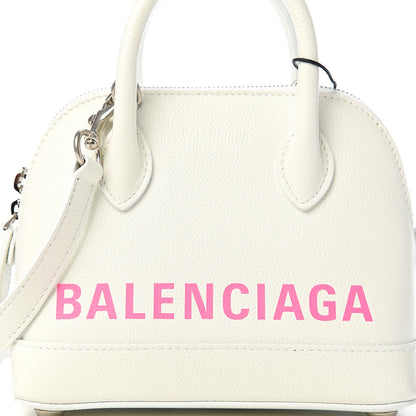 Balenciaga Grained Calfskin Logo XXS Ville Top Handle Bag White Fluo Pink 8 of 9