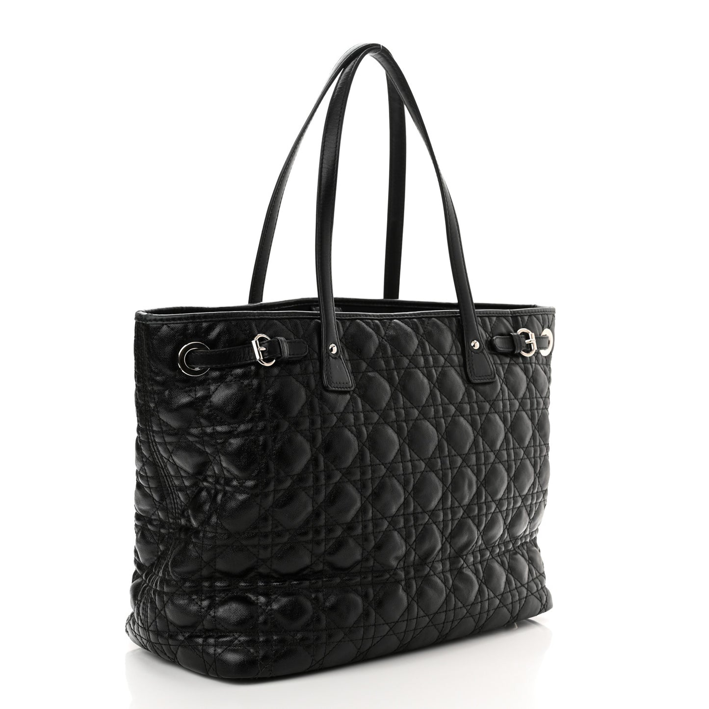 Coated Canvas Cannage Medium Panarea Tote Black