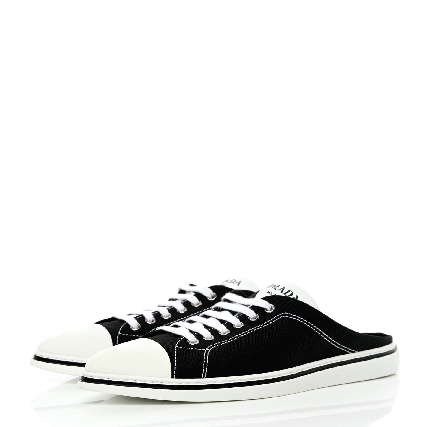 Nylon Gabardine Point-Toe Sneaker Mules 40 Black