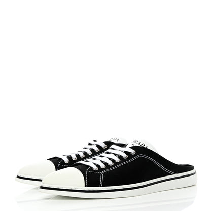 Prada Nylon Gabardine Point-Toe Sneaker Mules 40 Black 5 of 18