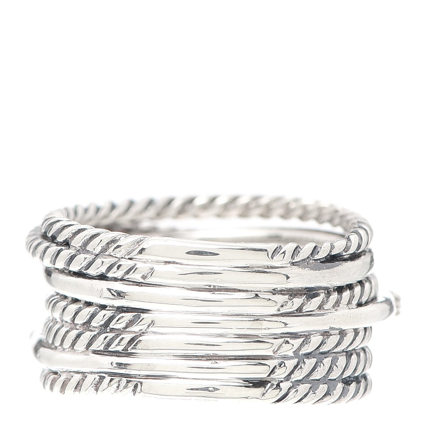Sterling Silver Diamond 11mm Wide Crossover Cable Ring 54 7