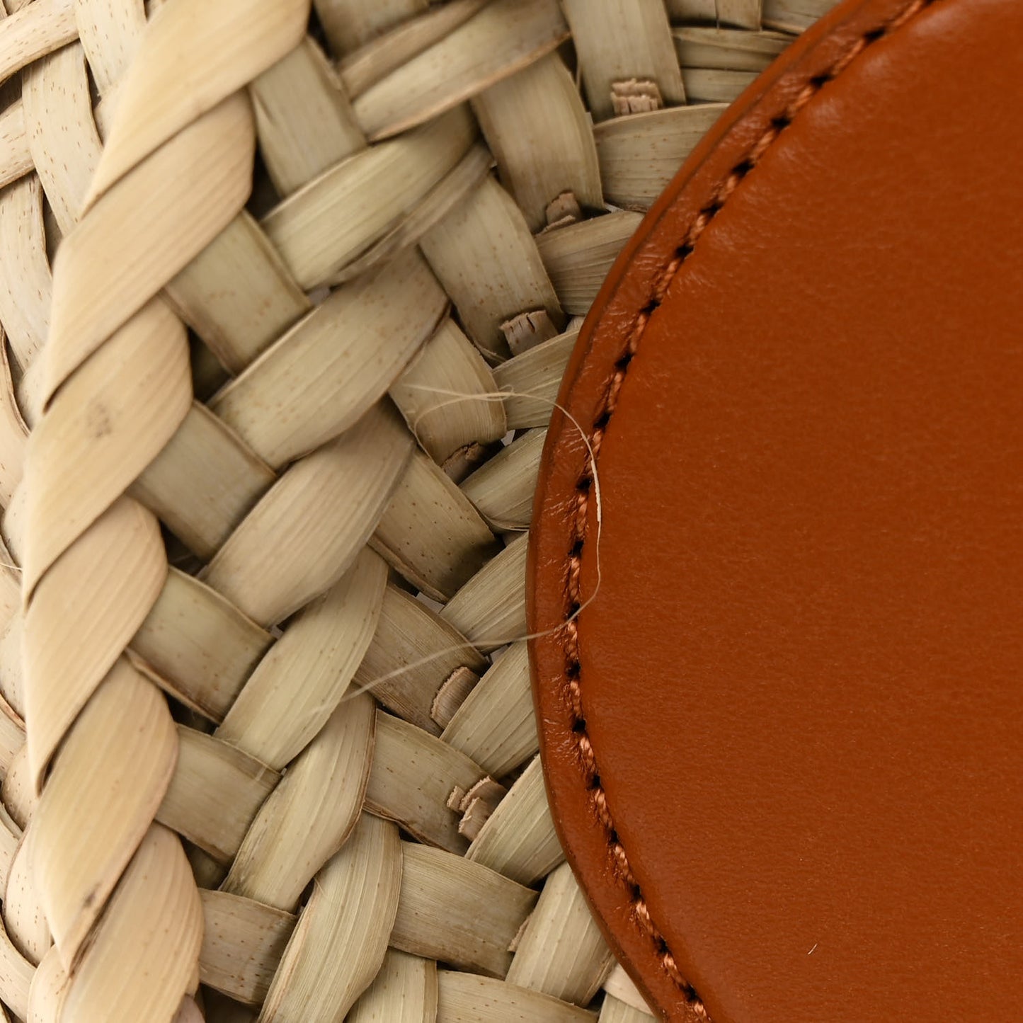 Raffia Smooth Calfskin Medium Sense Basket Caramel