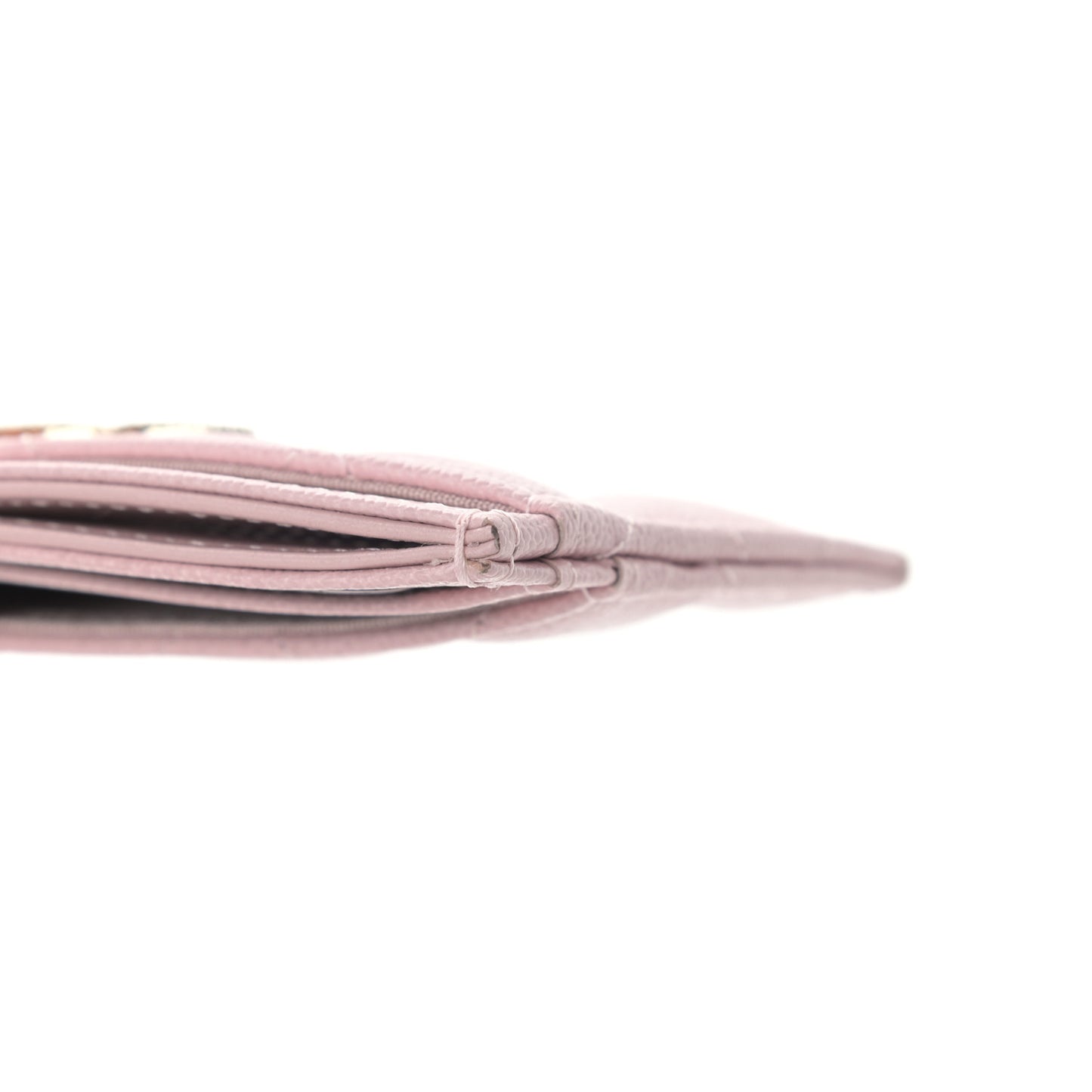 Caviar Quilted Studded CC Card Holder Light Pink
