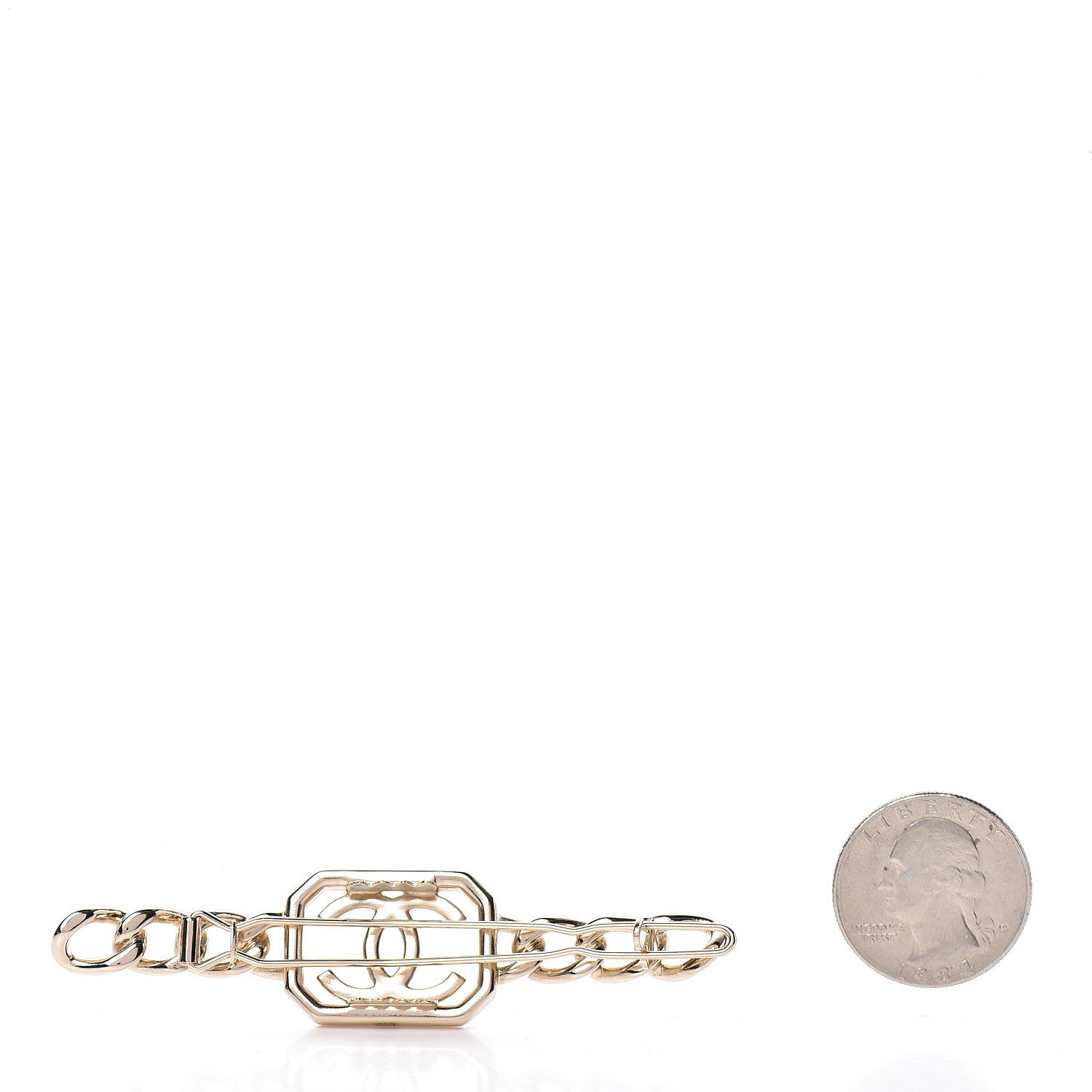 Chanel Crystal Chain CC Vendome Hair Clip Barrette Gold 2 of 4
